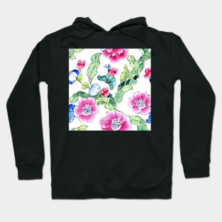 Flowers and leaves seamless porcelain pattern Hoodie